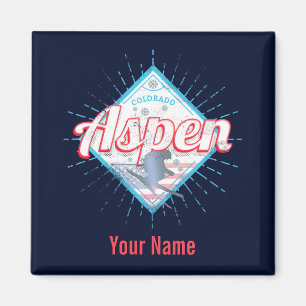Aspen Colorado Retro Skier Vintage USA Ski Magnet