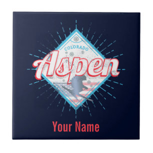 Aspen Colorado Retro Skier Vintage USA Ski Tile