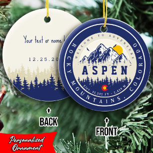 Aspen Colorado Retro Sunset Camping Souvenirs Ceramic Ornament