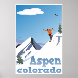 Aspen, Colorado, Rocky Mountain, Affiche de ski