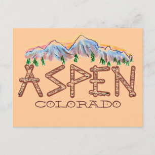 Aspen Colorado rustic tree mountain postcard