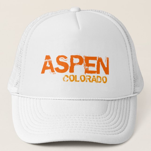 Aspen Colorado simple white orange hat (Front)
