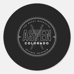Aspen Colorado Ski Classic Round Sticker