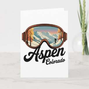 Aspen Colorado Ski Goggles - Retro Skiing Souvenir Card