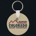 Aspen Colorado ski resort Keychain<br><div class="desc">Begin your fantastic trip to Aspen Colorado and Rocky Mountains National Park with this original and unique graphic design that is a perfect gift idea for men, women, and kids to hike and enjoy the great outdoor winter views. You're about to experience some of the best scenery in America. This...</div>