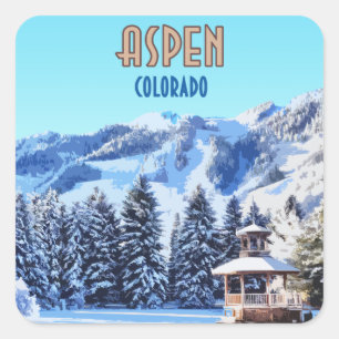 Aspen Colorado Ski Resort Mountains Square Sticker