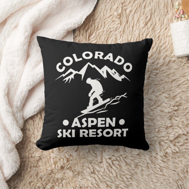 Aspen Colorado ski resort Throw Pillow (Blanket)