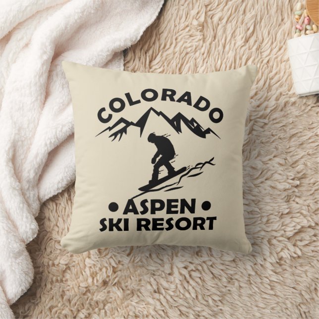 Aspen Colorado ski resort Throw Pillow (Blanket)
