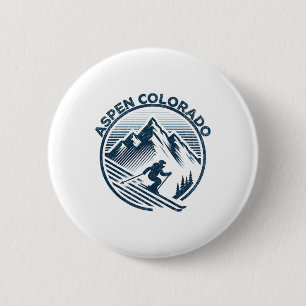 Aspen Colorado Ski Resort Winter Skiing 2 Inch Round Button