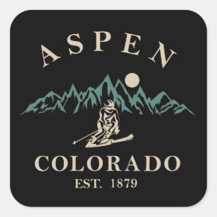 Aspen Colorado ski Square Sticker