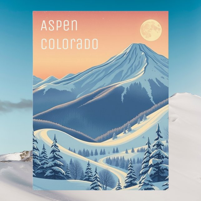 Aspen Colorado Ski vacances moderne Carte postale (Créateur téléchargé)