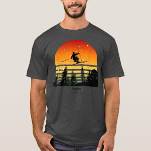 Aspen Colorado Skiing at Sunset Ski Vintage Sunset T-Shirt