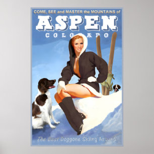 Aspen Colorado Snow Ski Winter Sports Travel Poster