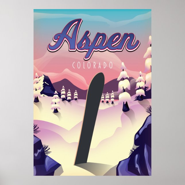 Aspen Colorado Snowboarding Poster (Front)