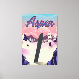 Aspen Colorado Snowboarding Poster Canvas Print
