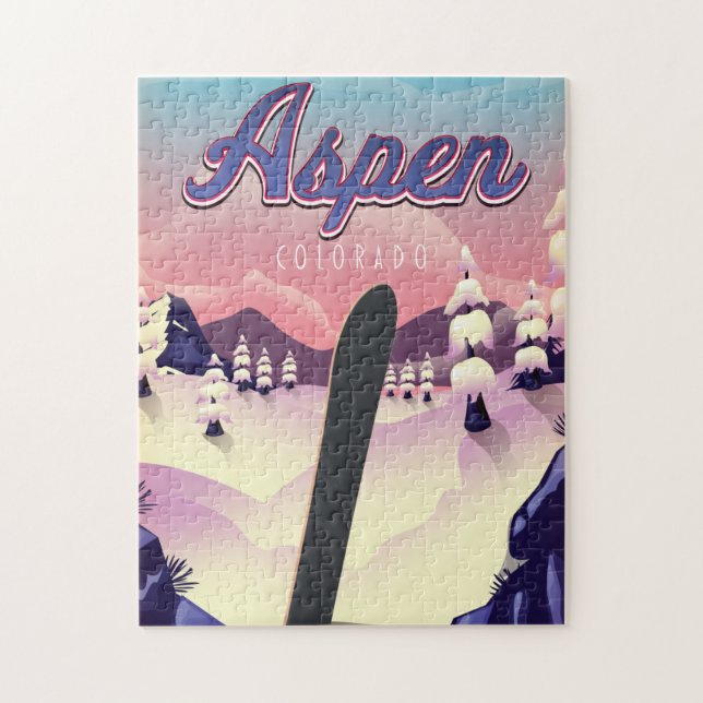 Aspen Colorado Snowboarding Poster Jigsaw Puzzle (Vertical)