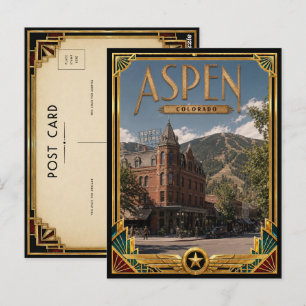 Aspen Colorado Vintage Art Deco Golden Age Postcard