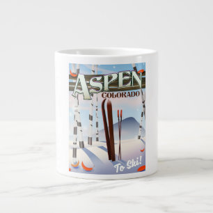 Aspen Colorado vintage style ski poster. Large Coffee Mug