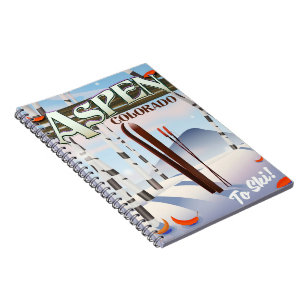 Aspen Colorado vintage style ski poster. Notebook