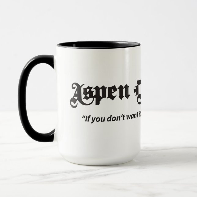 Aspen Daily News 15 oz. White Mug w/ Black Handle (Left)