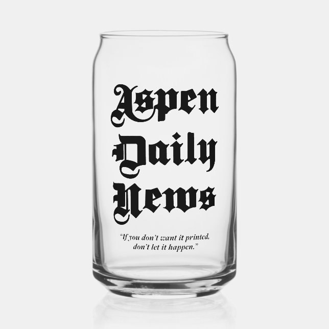 Aspen Daily News 16 oz. Verre à canne imprimé (Recto)
