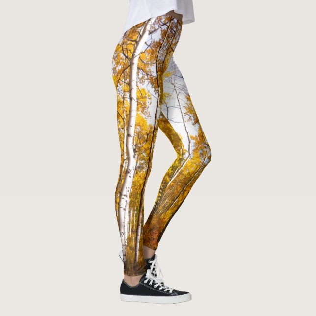 Aspen Groove Yellow Fall Leaves Leggings (Right)