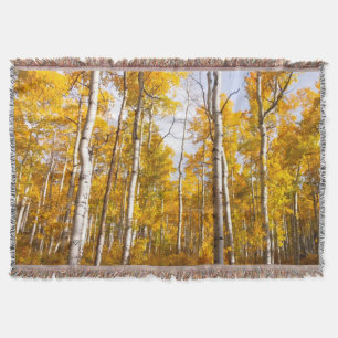 Aspen Groove Yellow Fall Leaves Throw Blanket