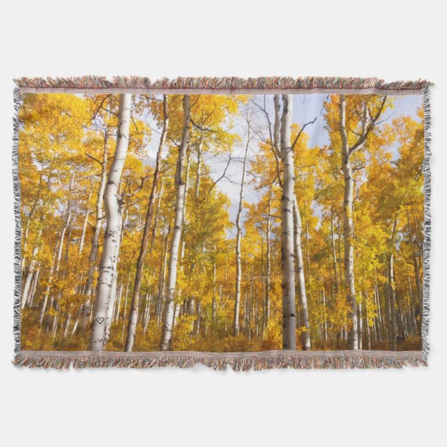 Aspen Groove Yellow Fall Leaves Throw Blanket (Front)