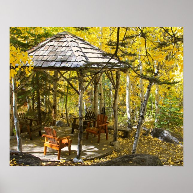 "Aspen Hideaway" Gazebo, Autumn Poster (Front)
