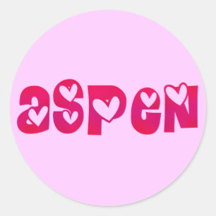 Aspen in Hearts Classic Round Sticker