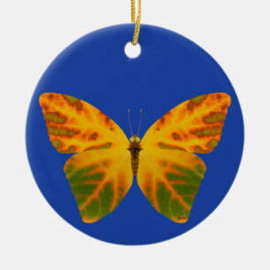 Aspen Leaf Butterfly 1 Ceramic Ornament