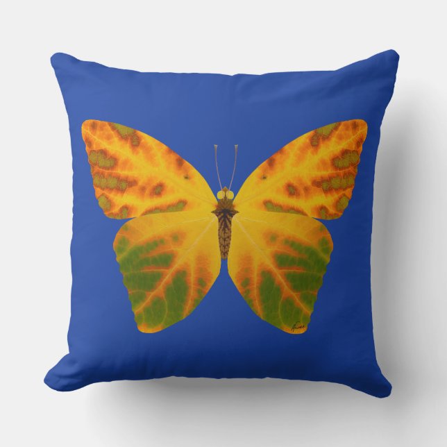 Aspen Leaf Butterfly 1 Throw Pillow (Front)