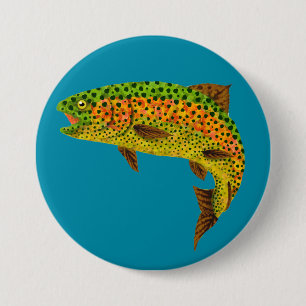 Aspen Leaf Rainbow Trout 1 3 Inch Round Button
