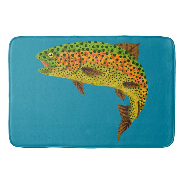 Aspen Leaf Rainbow Trout 1 Bath Mat (Front)