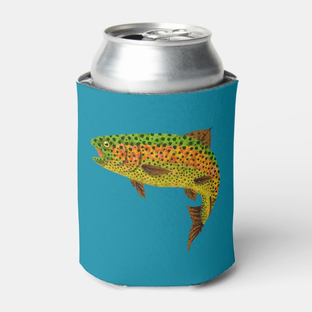 Aspen Leaf Rainbow Trout 1 Can Cooler (Can Front)