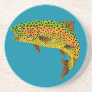 Aspen Leaf Rainbow Trout 1 Coaster