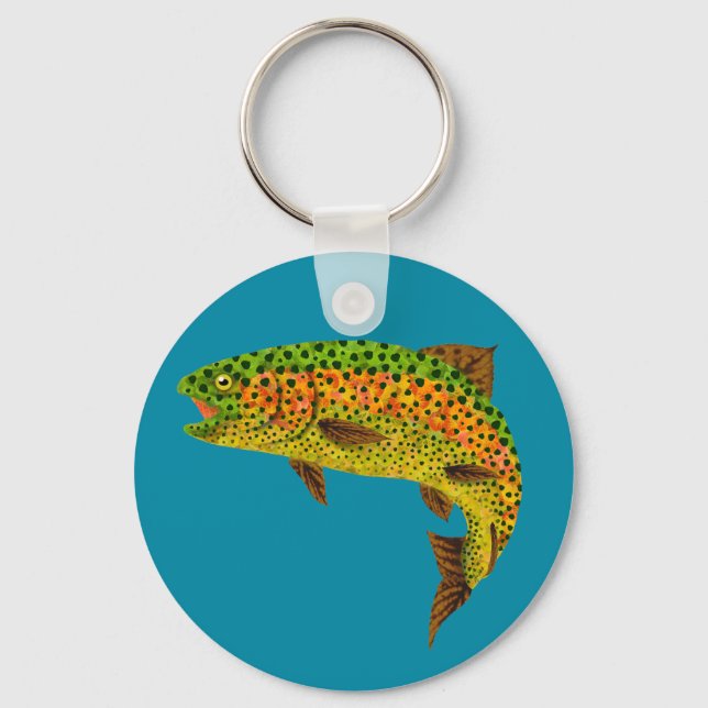 Aspen Leaf Rainbow Trout 1 Keychain (Front)