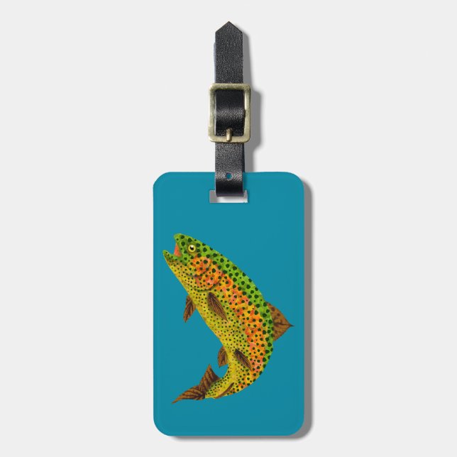 Aspen Leaf Rainbow Trout 1 Luggage Tag (Front Vertical)