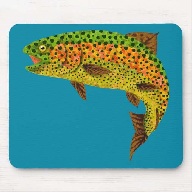 Aspen Leaf Rainbow Trout 1 Mouse Pad (Front)