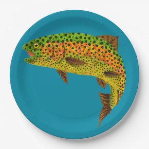 Aspen Leaf Rainbow Trout 1 Paper Plate