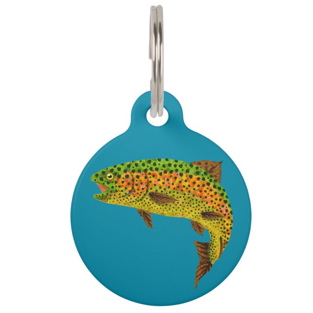 Aspen Leaf Rainbow Trout 1 Pet Tag (Front)