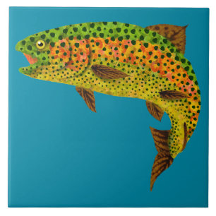 Aspen Leaf Rainbow Trout 1 Tile