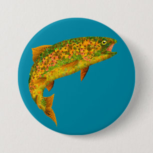 Aspen Leaf Rainbow Trout 2 3 Inch Round Button