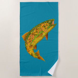 Aspen Leaf Rainbow Trout 2 Beach Towel