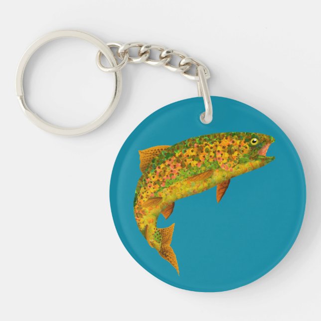 Aspen Leaf Rainbow Trout 2 Keychain (Front)