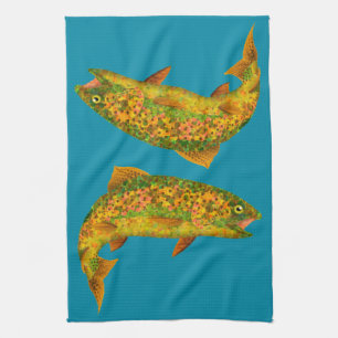 Aspen Leaf Rainbow Trout 2 Kitchen Towel