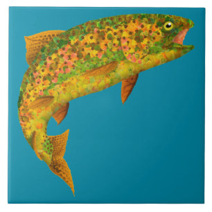 Aspen Leaf Rainbow Trout 2 Tile