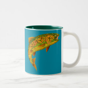 Aspen Leaf Rainbow Trout 2 Two-Tone Coffee Mug