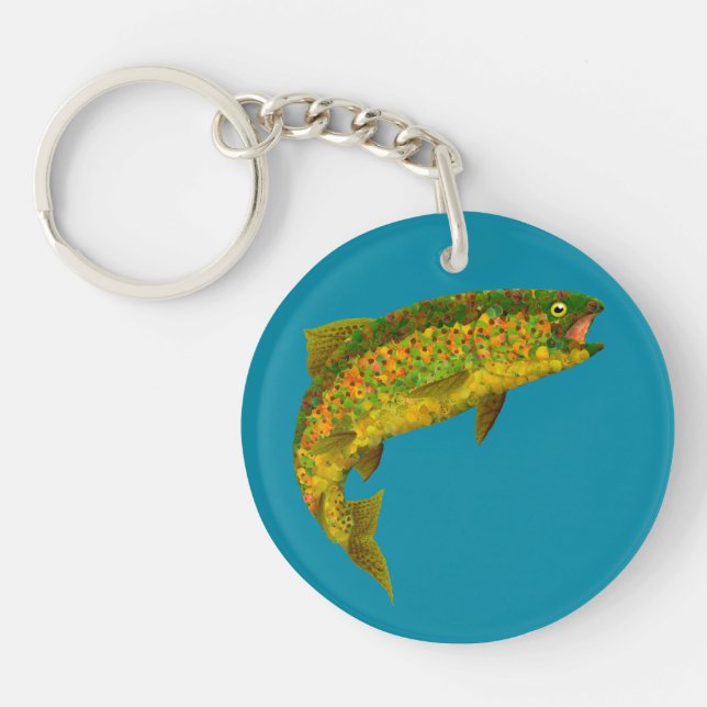 Aspen Leaf Rainbow Trout 3 Keychain (Front)