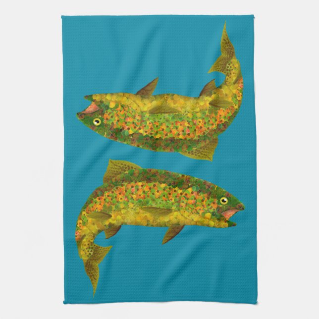 Aspen Leaf Rainbow Trout 3 Kitchen Towel (Vertical)
